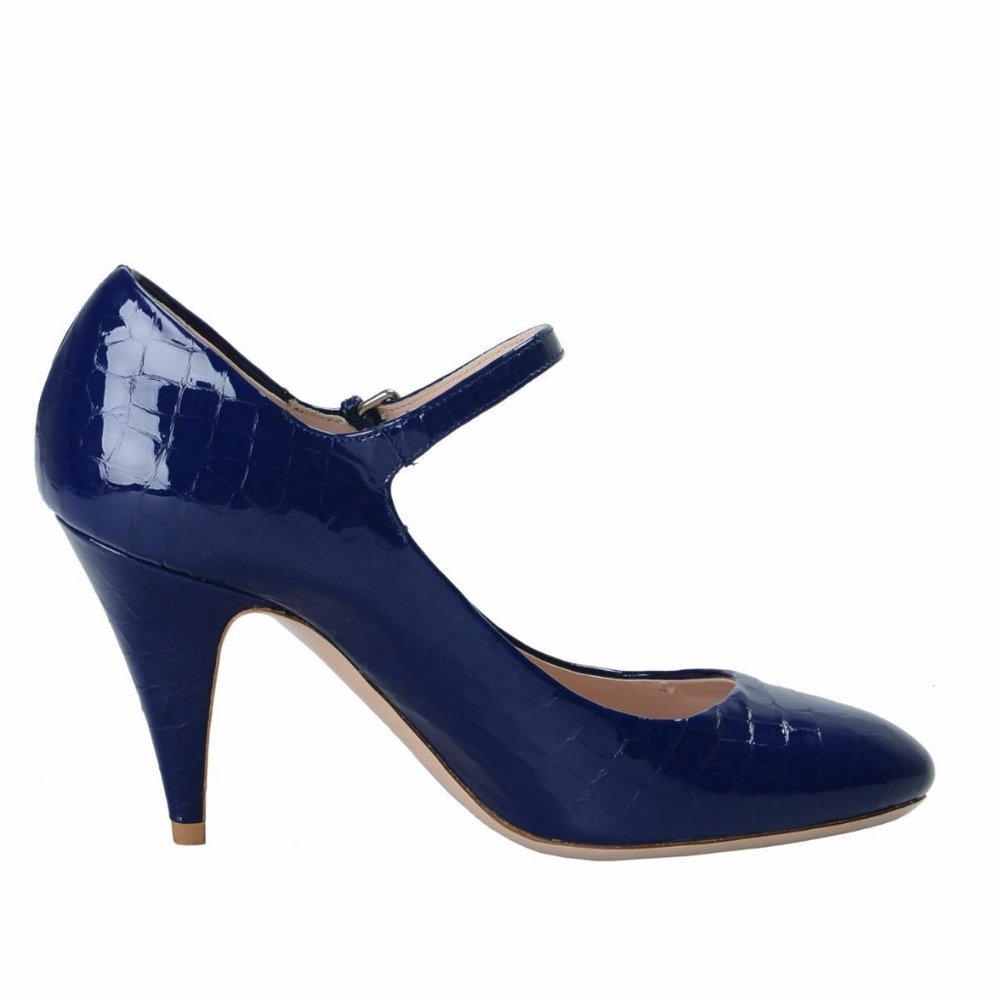 Miu Miu Women's Blue Textured Leather Pumps - Picture 4 of 8